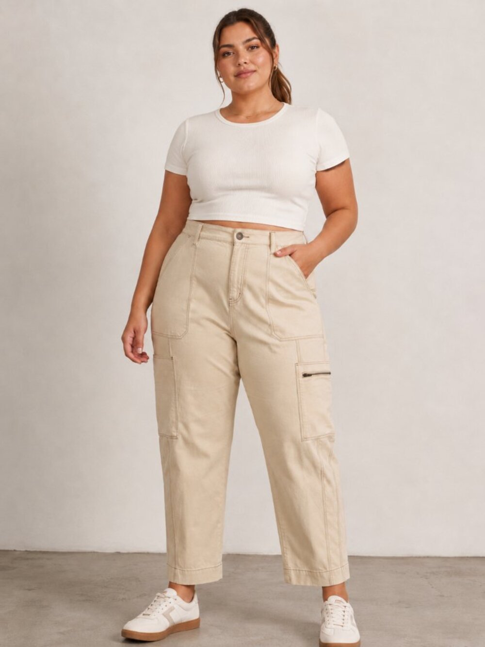 NWOT Wild Fable Cargo Pants Size 30 Plus 100% Cotton Natural Beige Ultility